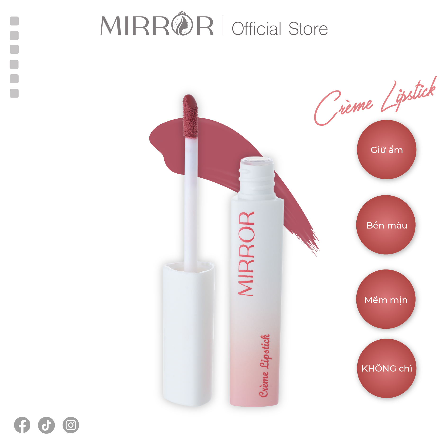 Son kem MIRROR Crème Lipstick 2g (Dạng nước)