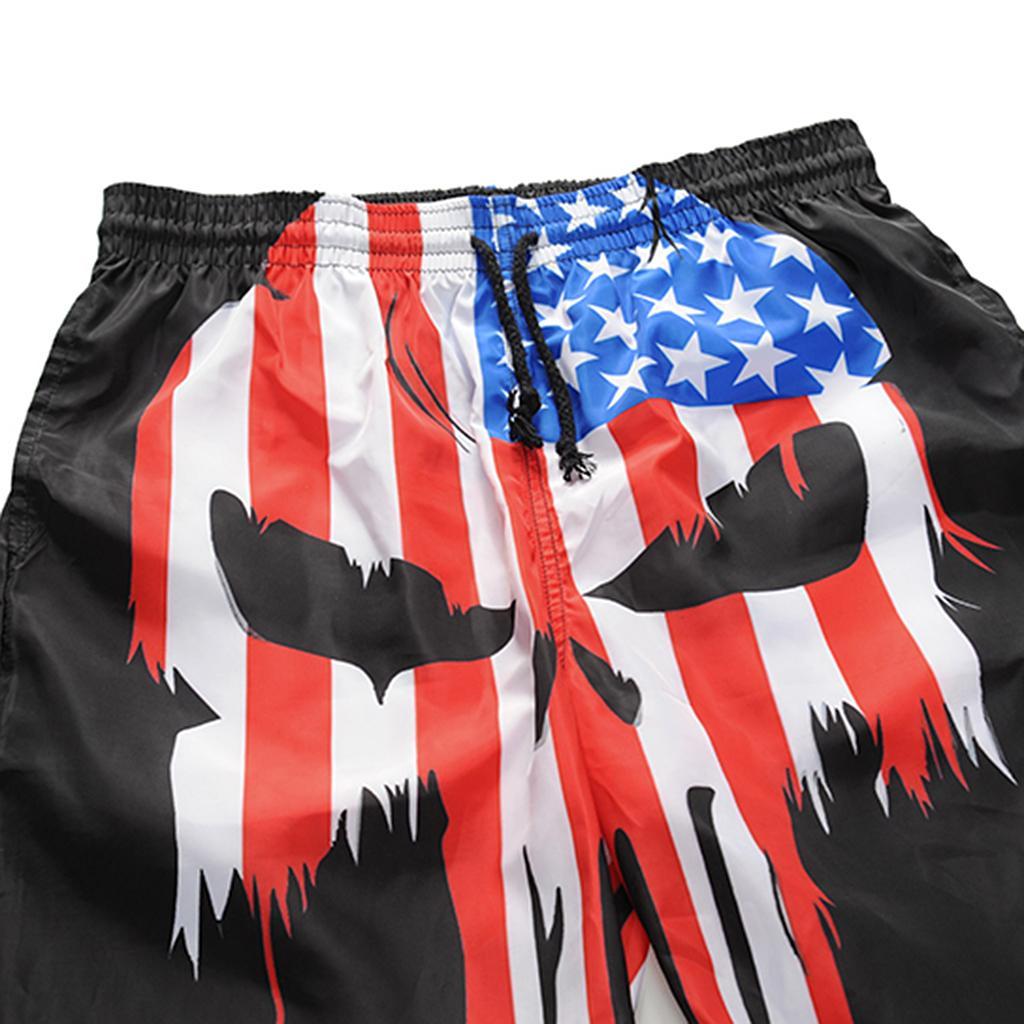 Men's American Flag Classic Fit Perfect Loose Shorts Quickly Dry Swim Trunks