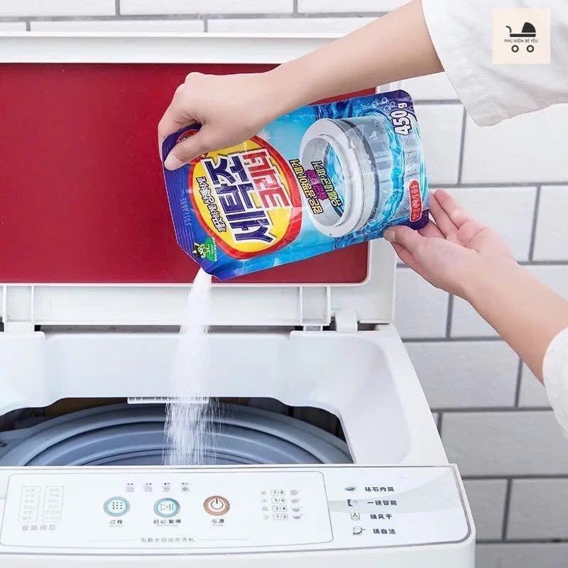 Combo 2 gói Bột vệ sinh máy giặt - tẩy lồng máy giặt - viên tẩy máy giặt phù hợp cửa đứng, cửa ngang Hàn Quốc Làm Sạch