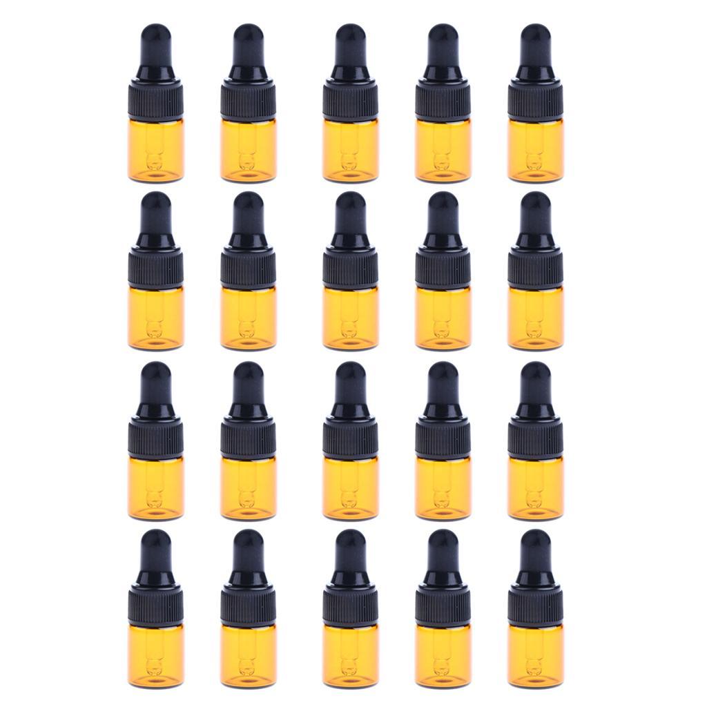 40 Pieces Mini Refillable Glass Dropper Bottle for Essential Oils 1ml 3ml