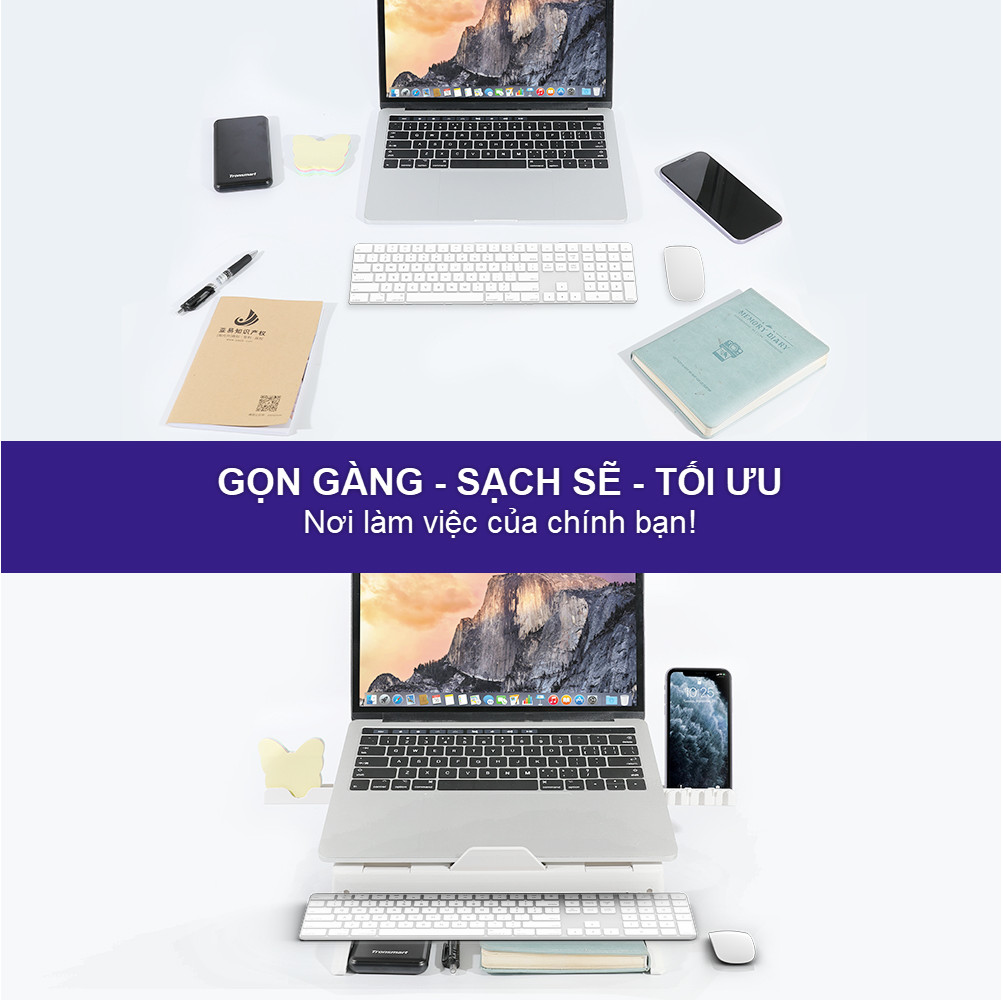 Giá đỡ đa năng cho laptops, notebooks, tablets 10-17 inches có thể điều chỉnh 9 cấp độ, kèm giá đỡ điện thoại, khay lưu trữ cáp Tronsmart D07 - Hàng chính hãng