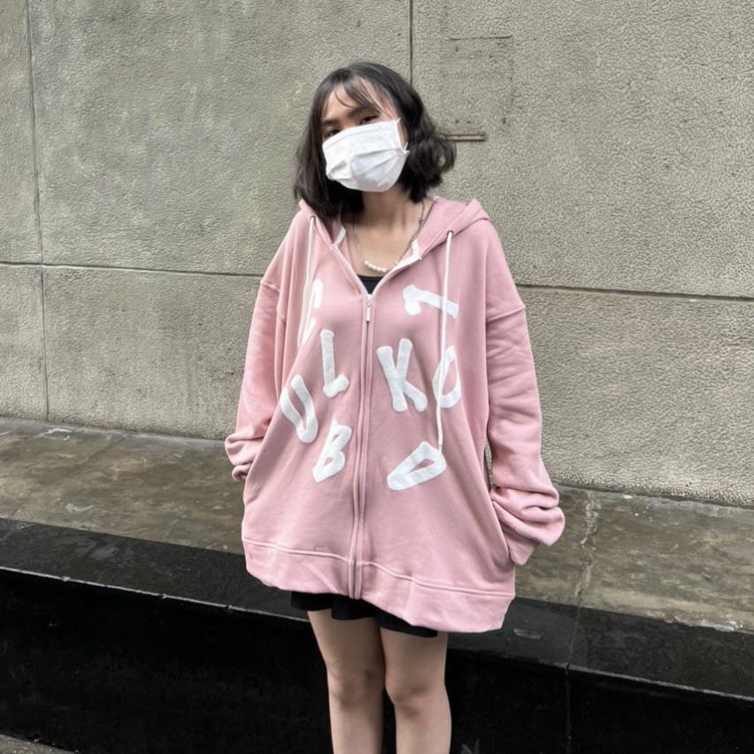 Khoác Nỉ Chữ Cái Hoodie Nam Nữ Dáng Rộng Tay Bồng Mũ Trùm Đầu Unisex Uzzlang