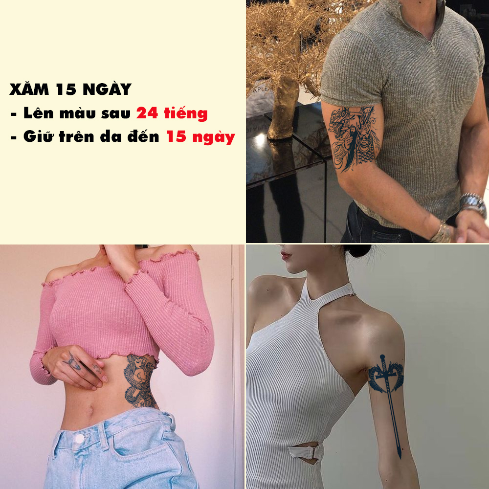 Hình Xăm Miếng Dán Xăm Tattoo giả 15 Ngày Không Trôi Chống Thấm Nước Tạm Thời Hoa Lá Legaxi