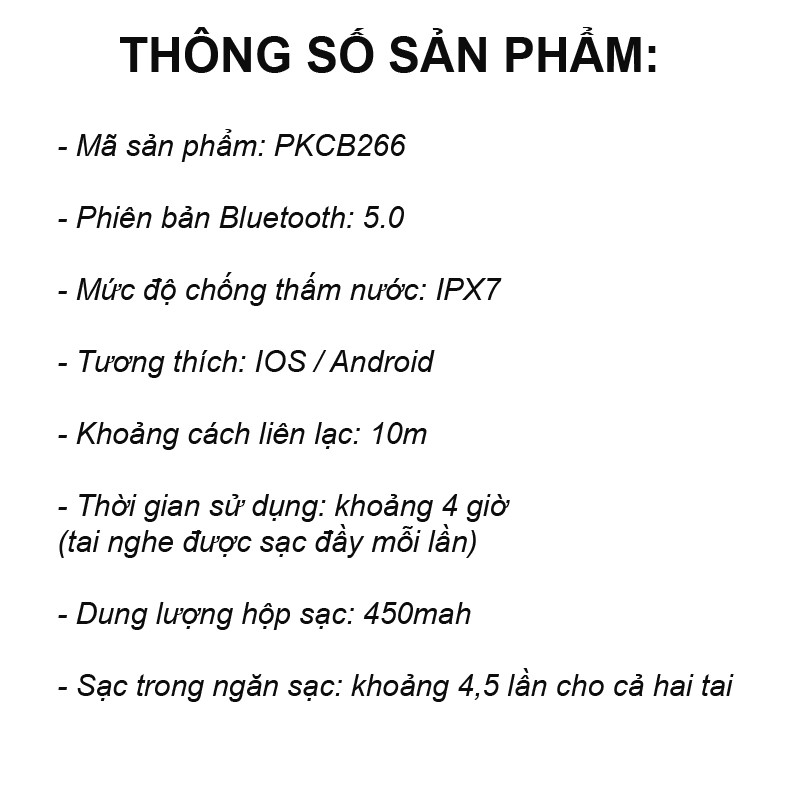 Tai nghe nhét tai bluetooth phiên bản quốc tế, âm thanh nổi HIFI, chống nước PKCB - Hàng chính hãng