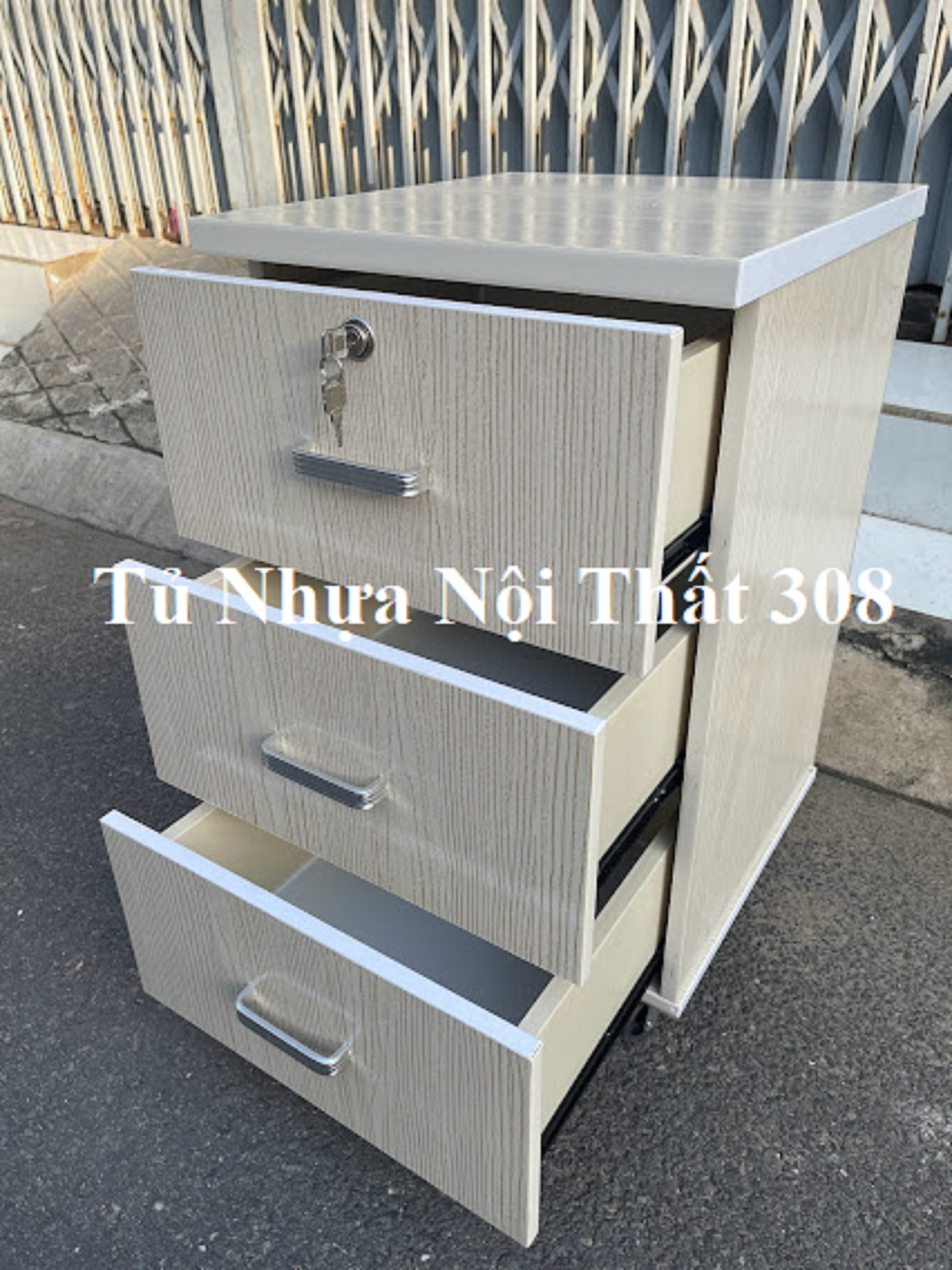 Tủ, Kệ Đầu Giường Nhựa Đài Loan Cao 70cm Ngang 42cm Sâu 42cm Màu Gỗ Sồi K114
