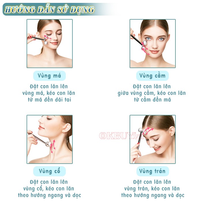 Con lăn massage nâng cơ mặt 3D tạo cằm Vline hướng dẫn sử dụng Nikio NK-125G