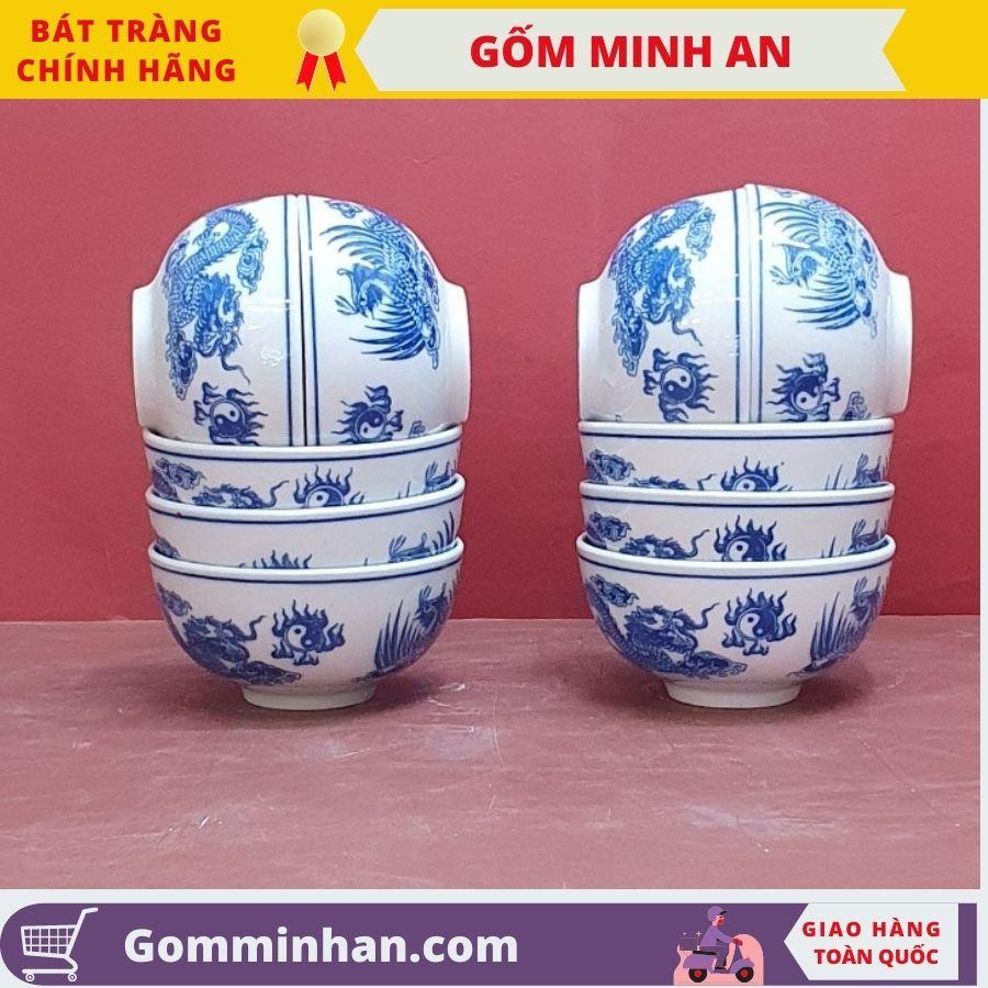 Bát Cơm Thờ Bát Thờ Sứ Men Trắng Vẽ Rồng Cao Cấp- Gốm Sứ Bát Tràng- Gốm Minh An