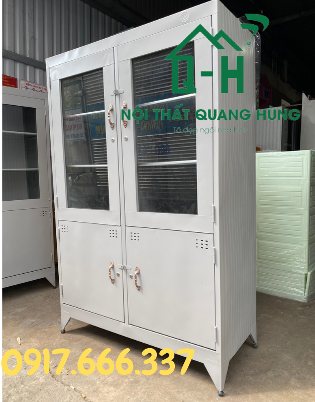 TỦ HỒ SƠ KÍNH 1M8X1M2 MÀU XÁM GHI SƠN TĨNH ĐIỆN DÀNH CHO VĂN PHÒNG