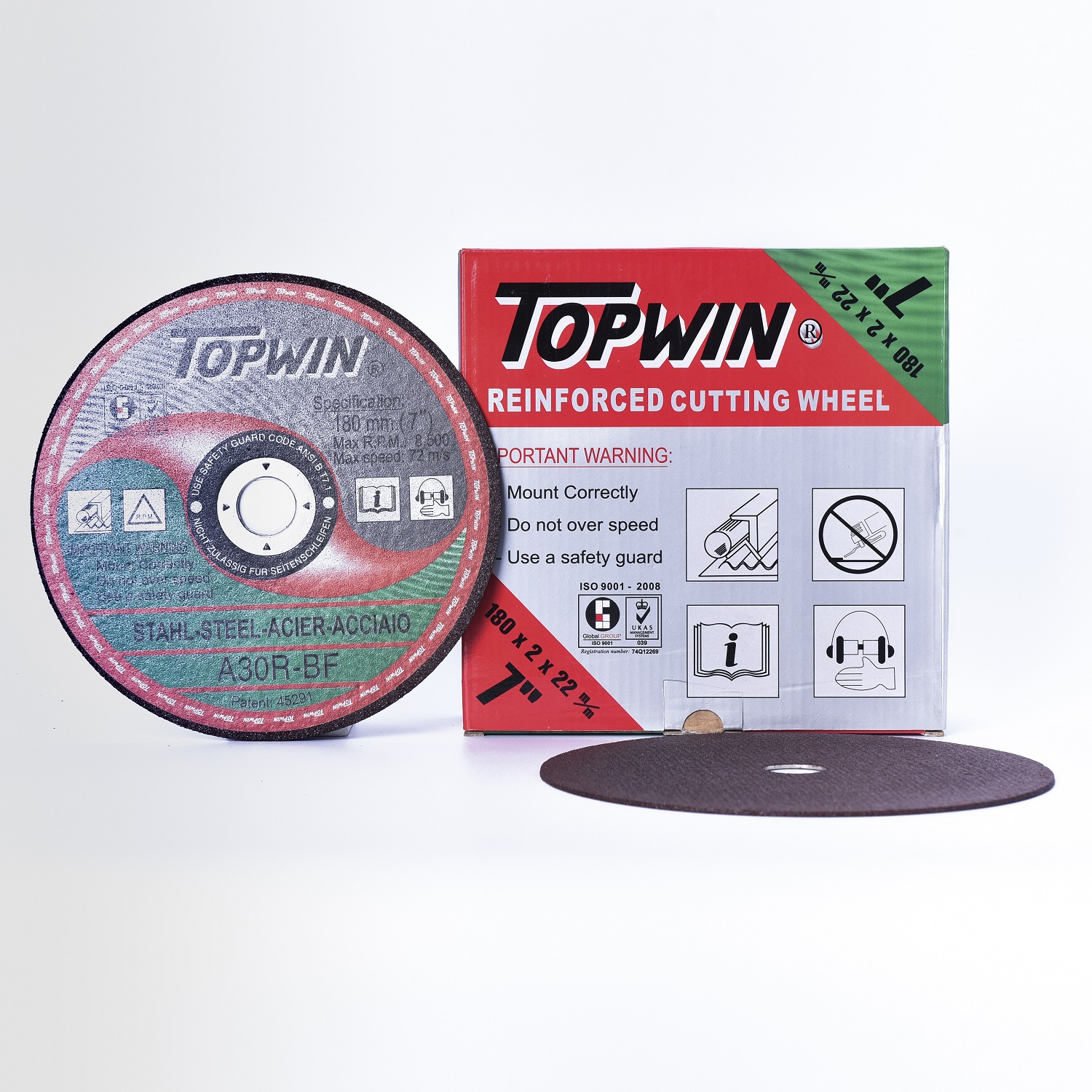 (25 Viên) Đá Cắt Sắt TOPWIN 180x2x22mm Có Độ Sắc Cao Và Bền, Cắt Không Bụi, Ít Hao Mòn | Đá Cắt Đá Mài Việt VN