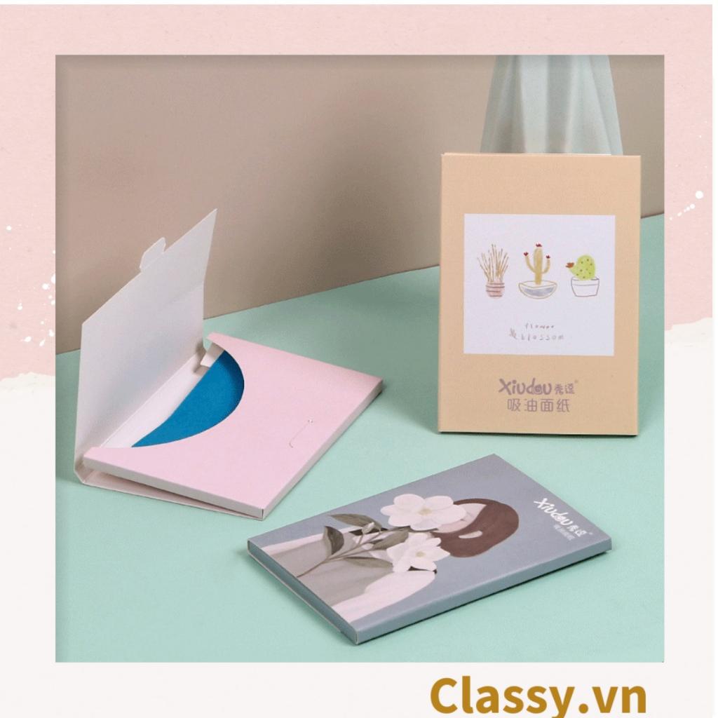 Bộ 50 miếng giấy  Classy thấm dầu màu xanh chiết xuất từ ​​hạt lanh dành cho bạn gái Giấy thấm dầu cho da mặt PK954