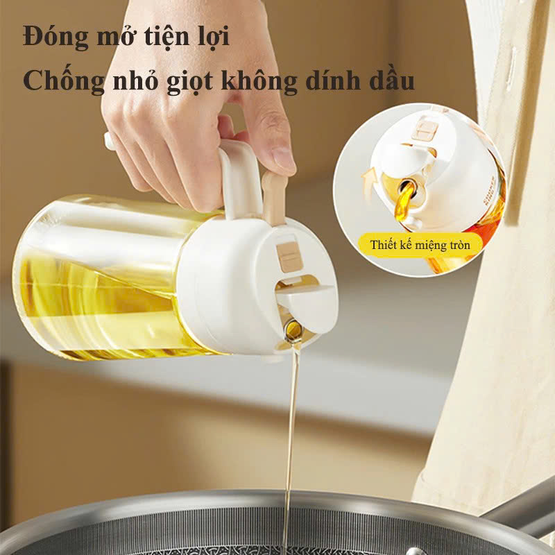 Bình Đựng Dầu Với Nắp Mở Tự Động Bình xịt dầu ăn 600ml siêu tiện ích 2in1 (có thể rót và xịt). hàng chính hãng - Giao Màu Ngẫu Nhiên - HŨ LỌ ĐỰNG GIA VỊ