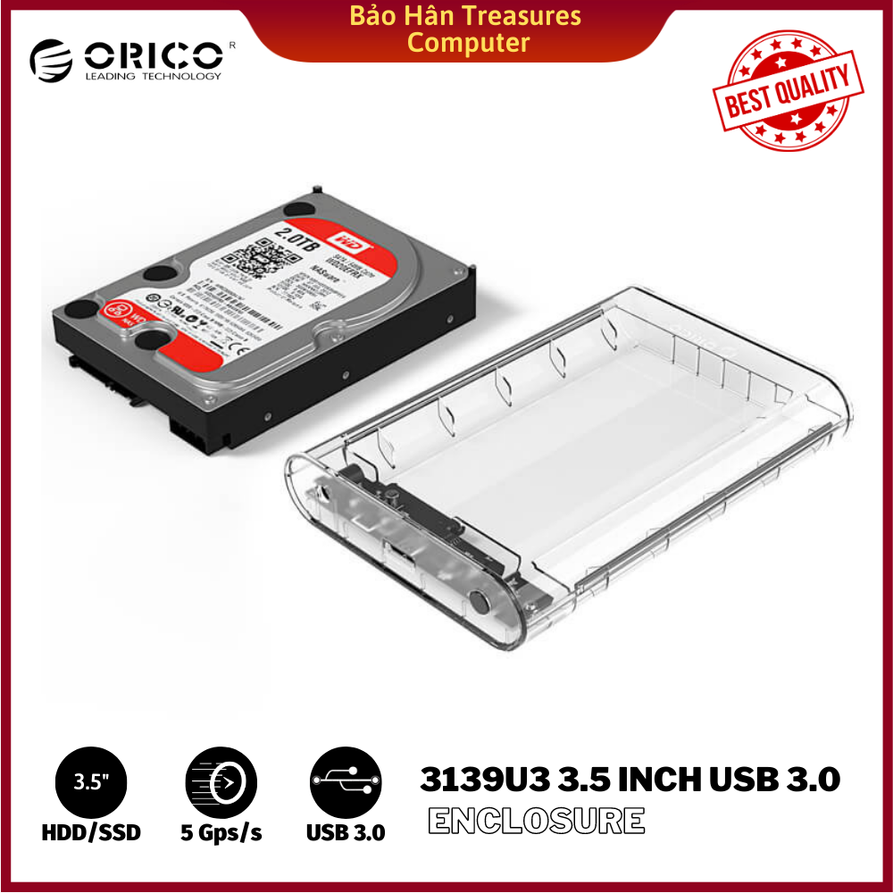 Hộp ổ cứng ORICO 3139U3 3.5" SSD/HDD SATA 3 USB 3.0- Hàng Chính Hãng