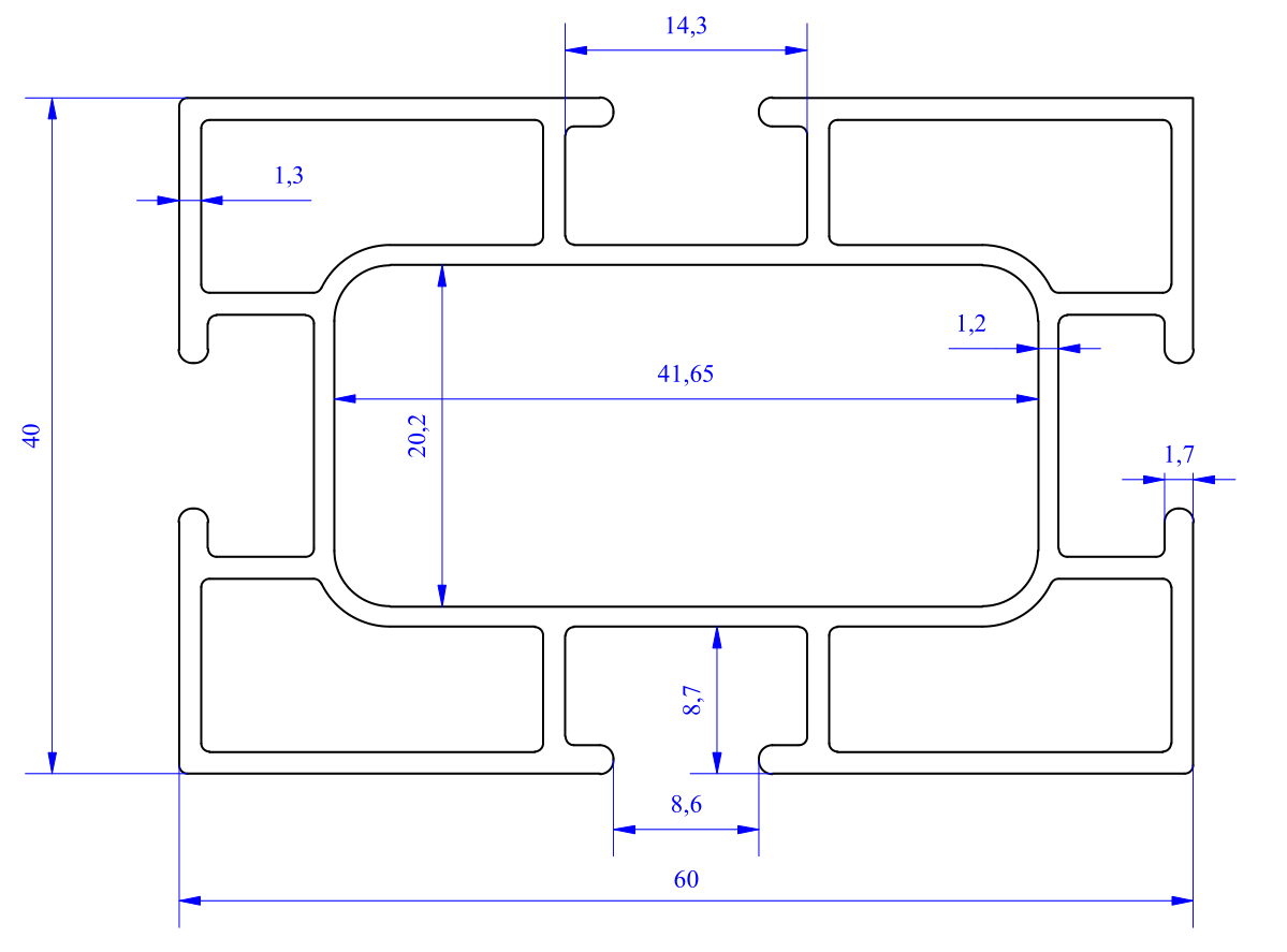 Nhôm định hình 40x60 (LWA-460480000) - Miễn phí cắt theo kích thước yêu cầu (Giá đã bao gồm VAT)