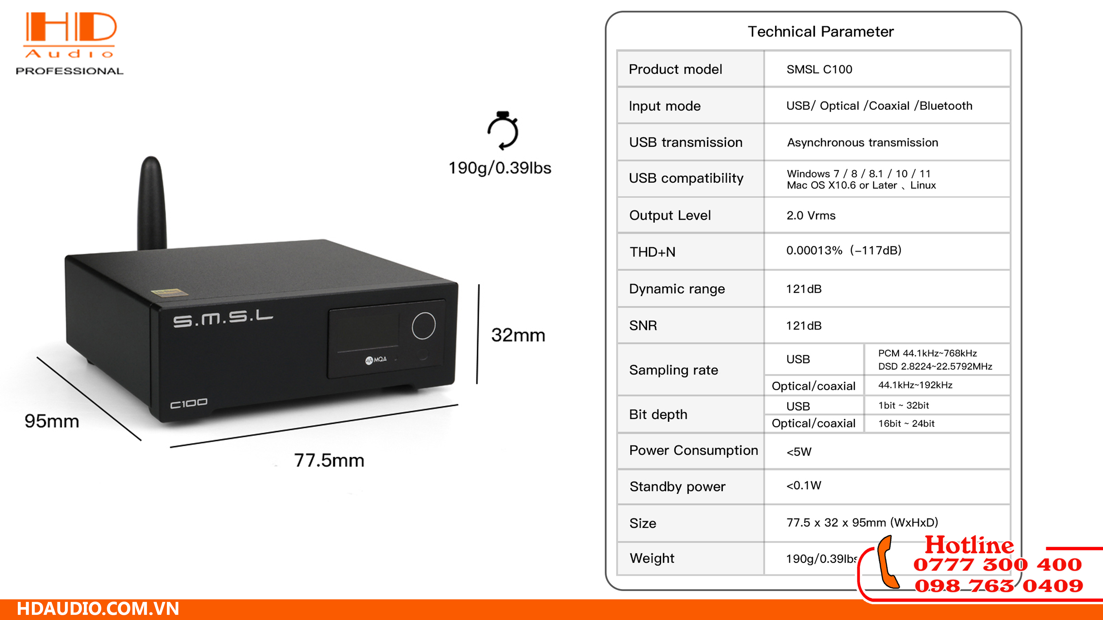 Bộ giải mã DAC SMSL C100 chip AK4493S, XMOS XU316 Chứng nhận Hi-Res Audio, MQA