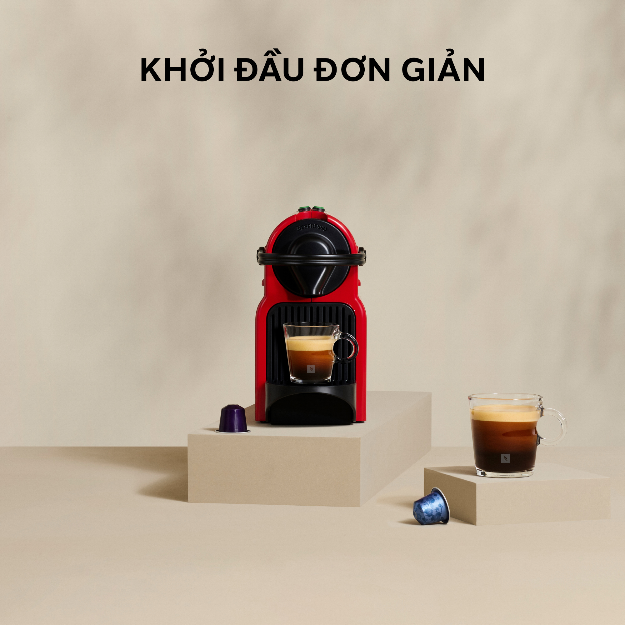 Máy pha cà phê Nespresso Inissia Đỏ - Hàng chính hãng