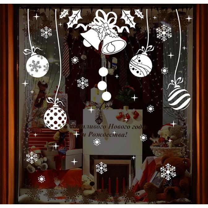 Decal trang trí noel chùm chuông và trái châu