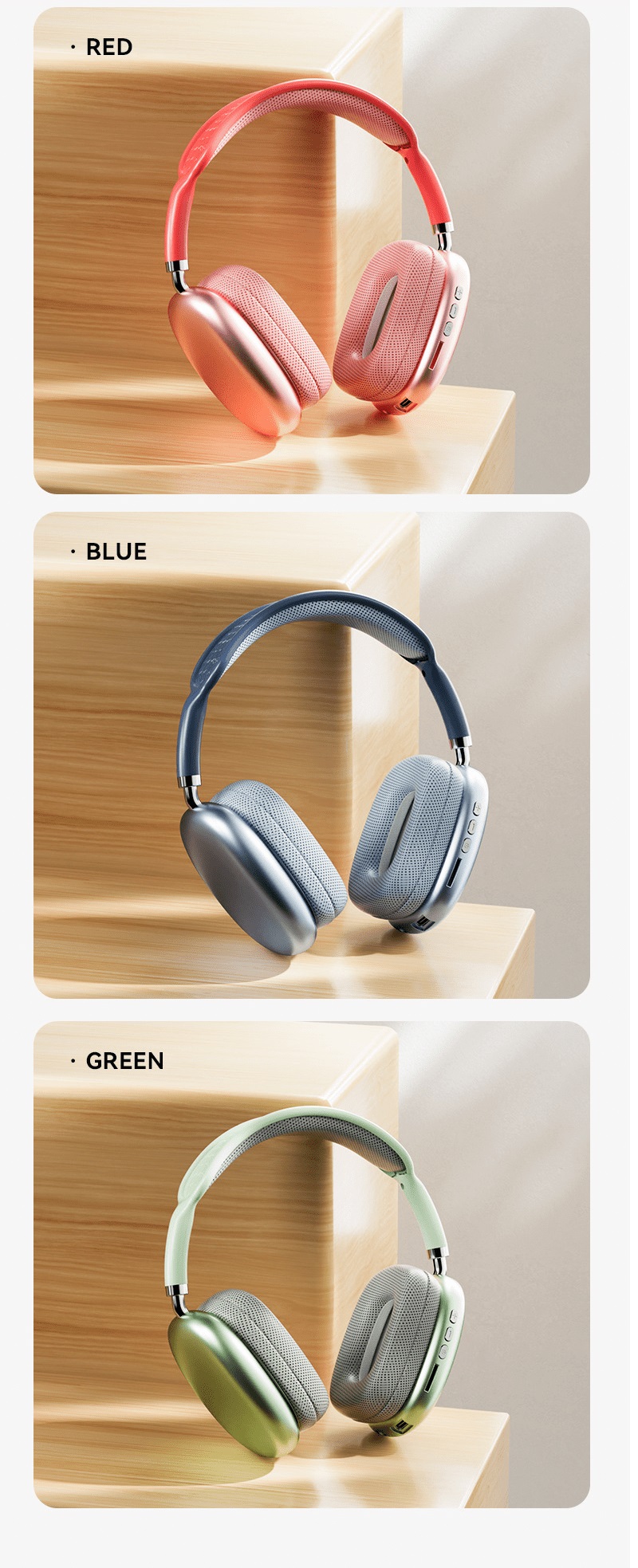 Tai nghe chụp tai P9 kết nối Bluetooth 5.1 xoay 360 độ có thể ghim thêm thẻ nhớ và cổng AUX 3.5mm - HN