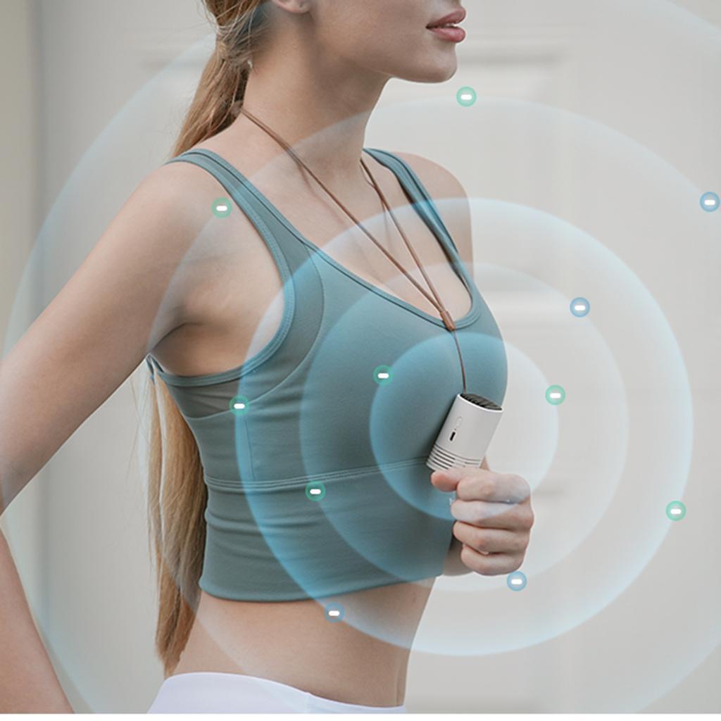 Portable Wearable Air Purifier Necklace Mini USB for Sports Office white