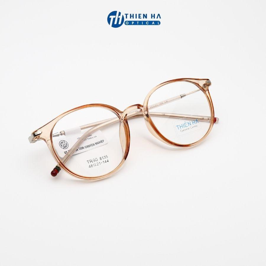 Gọng kính tròn nữ THIÊN HÀ OPTICAL TH8135 dáng tròn chất liệu nhựa nhẹ thời trang đeo giả cận nhiều màu