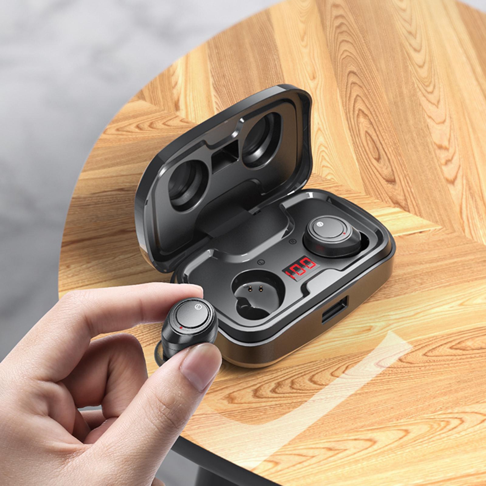 HiFi Sound Waterproof Bluetooth Earbuds Headphone Earphones 3500mAh Black