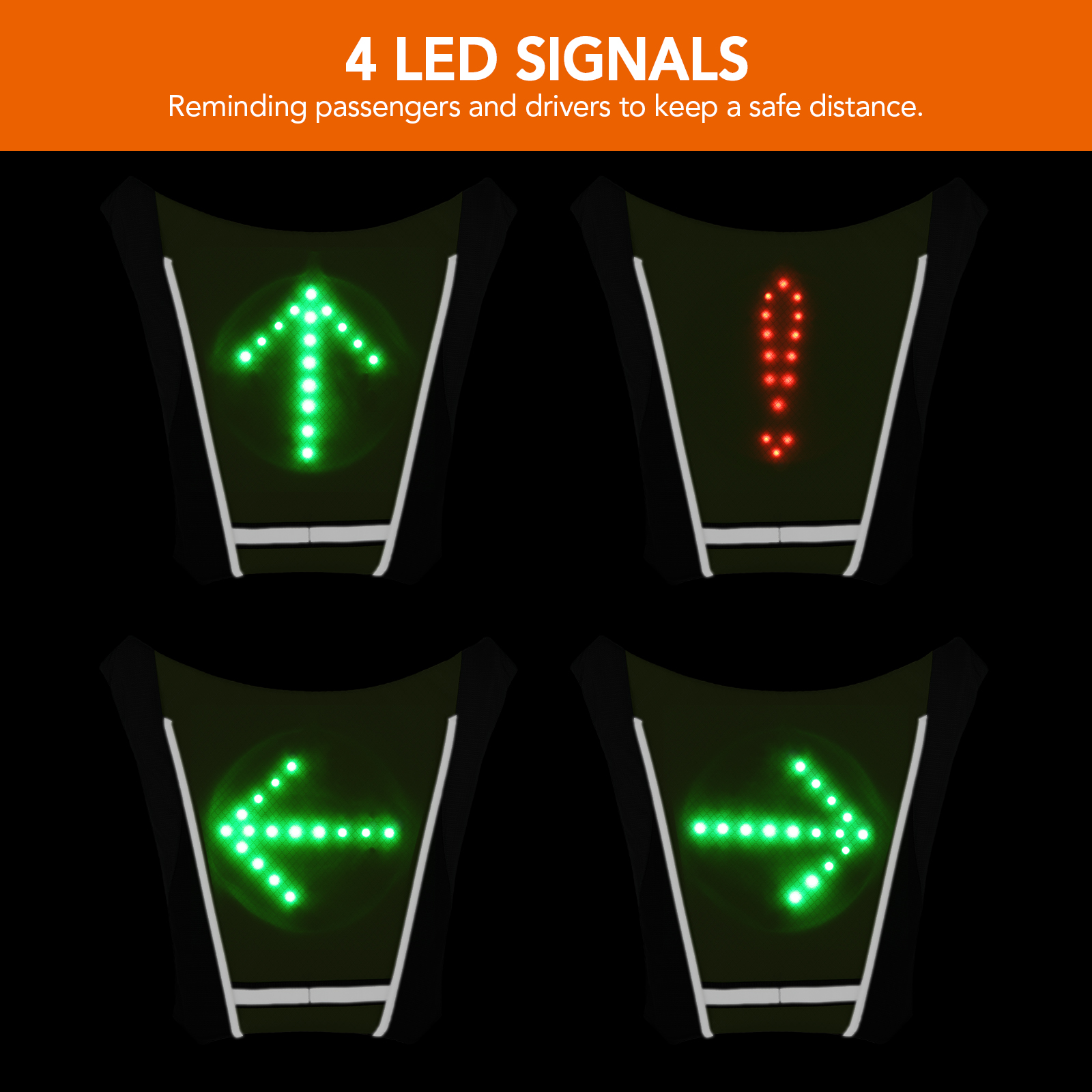 Dây đai phản quang có đèn led báo chỉ đường, sạc USB