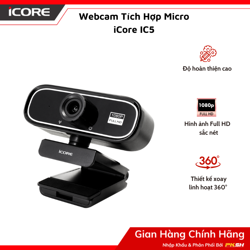 Webcam Tích Hợp Micro iCore IC5 - Full HD 1080p Tích Hợp Micro - Góc Rộng 105° - Hàng chính hãng