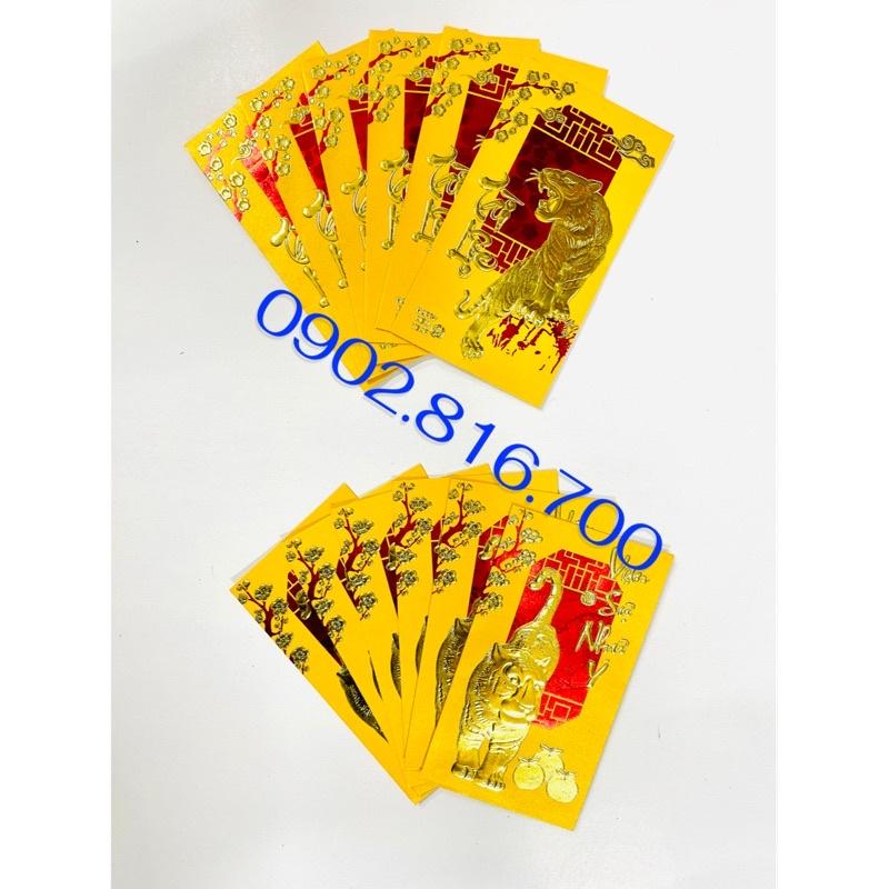 Sét 12 bao lì xì đỏ - lì xì vàng hình cọp nhũ vàng xinh xắn dễ thương tết NHÂM DẦN 2022