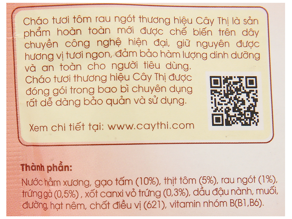 Cháo tươi tôm rau ngót Cây Thị gói 260g