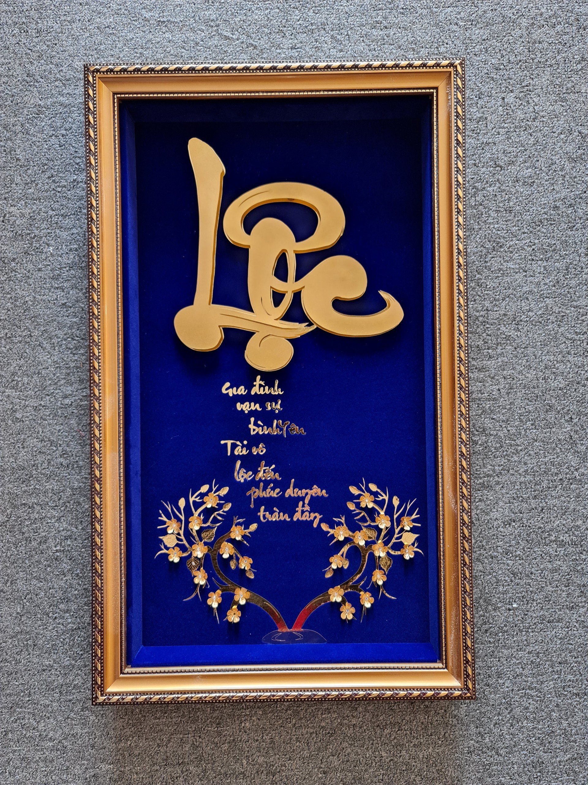 Tranh chữ lộc dát vàng 24k MT Gold Art- Hàng chính hãng, trang trí nhà cửa, phòng làm việc, quà tặng sếp, đối tác, khách hàng, tân gia, khai trương