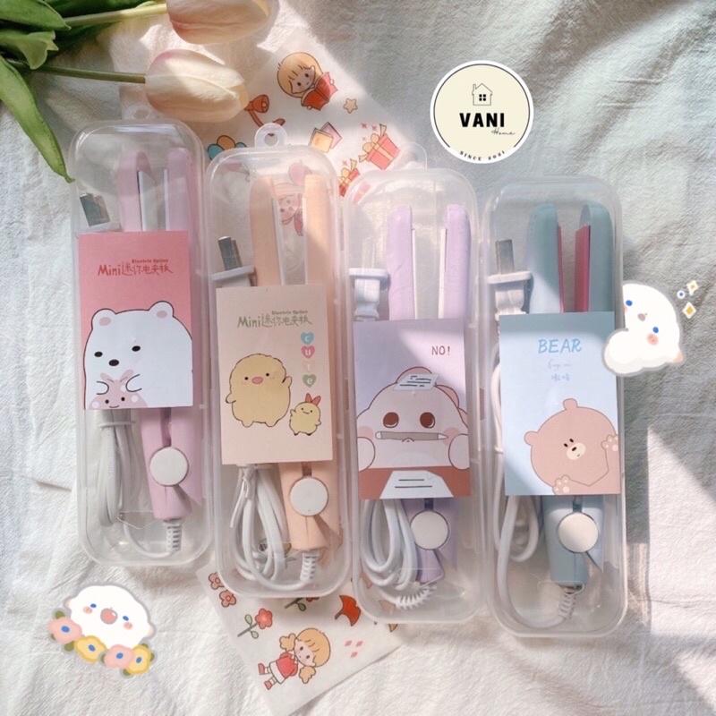 Máy duỗi tóc mini du lịch tiện lợi - Máy duỗi uốn mini tiện lợi , tặng kèm vỏ hộp xinh xắn.