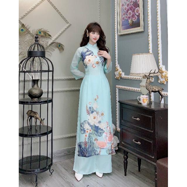 Siêu phẩm áo dài cách tân tơ kết nổi 4 tà đẹp sang xịn Áo dài đẹp hàng thiết kế cao cấp ảnh thật 100%