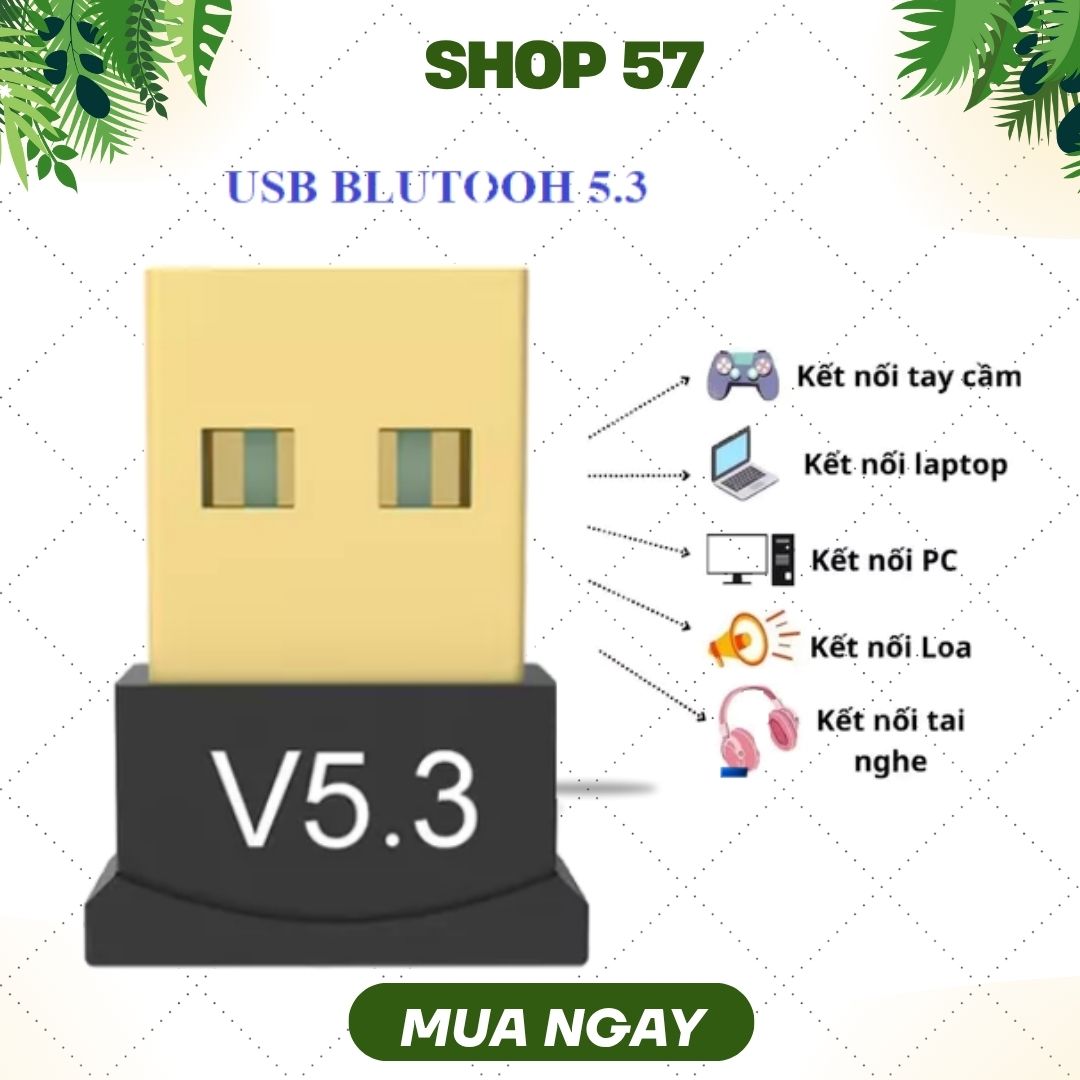 USB Bluetooth Dongle Bluetooth 5.3 – Bộ thu phát BT không dây cho PC, Laptop hàng chính hãng