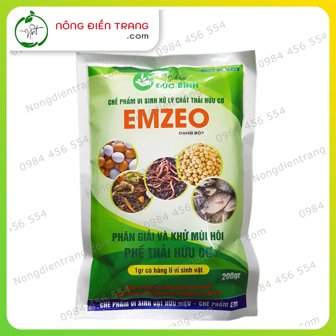 Chế Phẩm Vi Sinh EMZEO - Gói 200g - Ủ Phân Hữu Cơ, Phân Giải Xử Lí Và Khử Mùi Hôi Phế Thải Hữu Cơ VTNN Nông Điền Trang