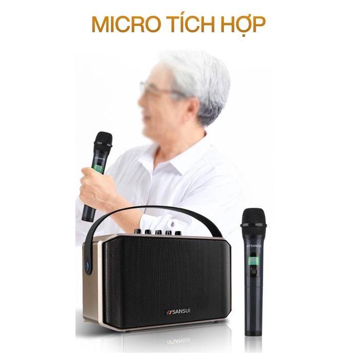 Loa Kéo Sansui SA1-05 Nhật Bản | Nhỏ Gọn Sang Trọng - Công Suất 40W - 1 Tay Micro Không Dây Đi Kèm- hàng chính hãng