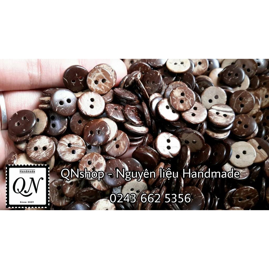 30 Cúc gỗ dừa nâu 10mm, 20 cúc gỗ dừa 13mm, 30 cúc nhựa, cúc gỗ hoa...