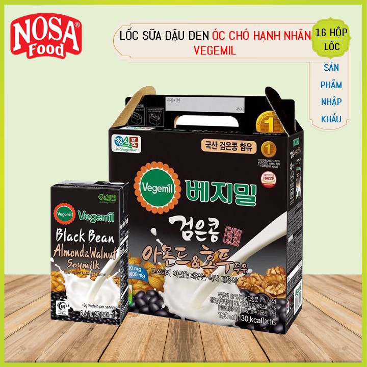 [Date T6/ 2025] Khay 16 Hộp Sữa Hạt Đậu Đen Óc Chó Hạnh Nhân Vegemil 190ml (Black Bean, Almond &amp; Walnut)