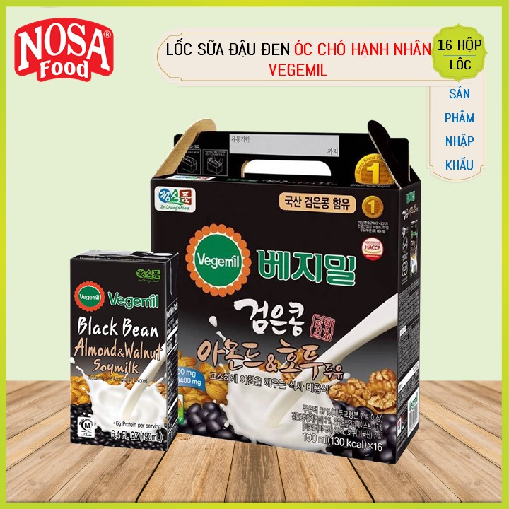 Thùng 16 Hộp Sữa Hạt Đậu Đen Óc Chó Hạnh Nhân Vegemil 190ml (Black Bean, Almond &amp; Walnut)