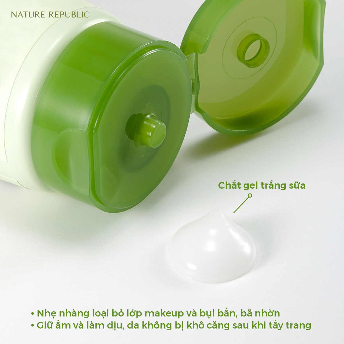 Kem tẩy trang cho mọi loại da Hàn Quốc Nature Republic Soothing &amp; Moisture Aloe Vera Cleansing Gel Cream