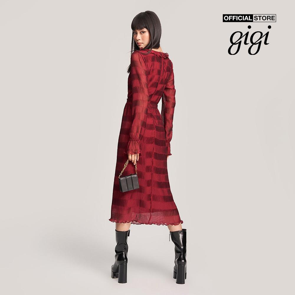 GIGI - Đầm midi tay dài cổ tròn thắt nơ thời trang G2102D222131
