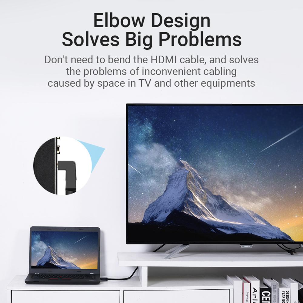 Cáp HDMI 2.0 Góc phải Cáp 4K & 3D Kỹ thuật số HD Thay thế cho TV Bộ chia âm thanh video PS3 / 4