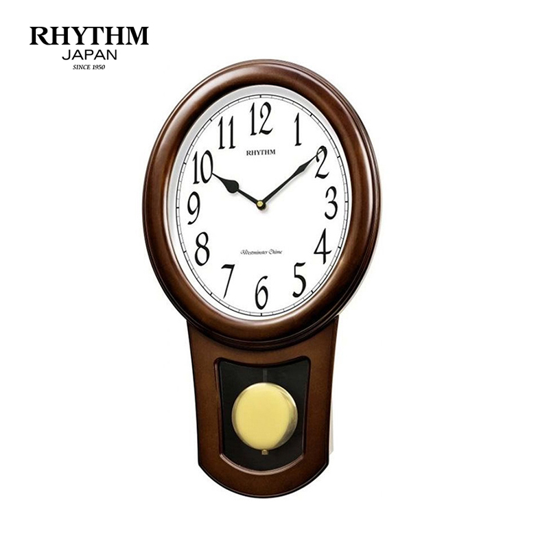 Đồng hồ treo tường RHYTHM SIP (Sound In Place) Wall Clocks CMJ576NR06 (Kích thước 29.1 x 51.9 x 10.0cm), Vỏ màu Nâu