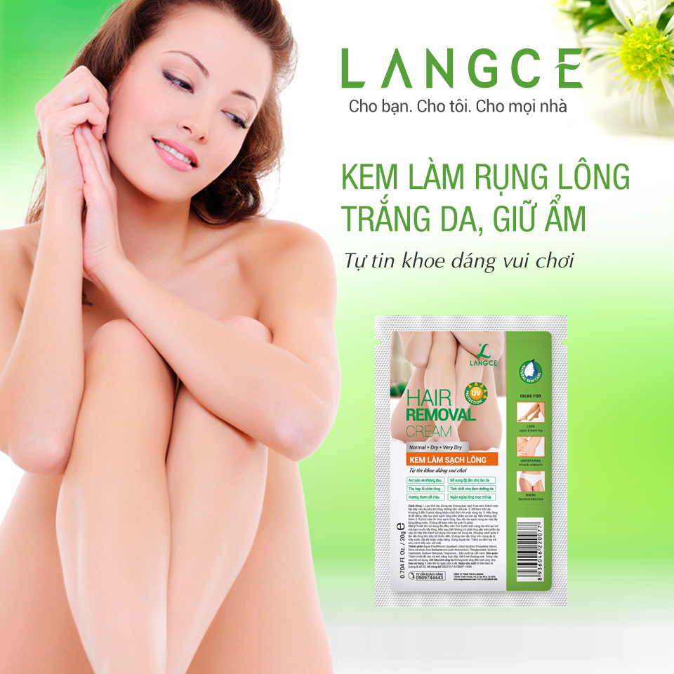 KEM LÀM RỤNG LÔNG TRẮNG DA GIỮ ẨM DA KHÔ 20ml LANGCE