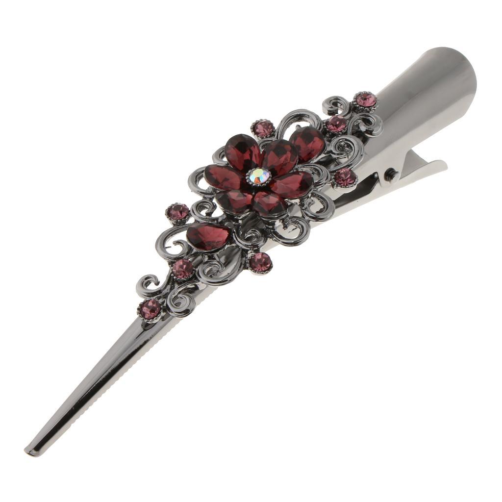 5Pack Fashion Hair Styling Tools Plated Rhinestone Hair Clip Duckbill Clips