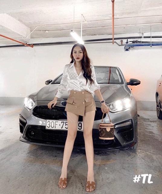 Áo sơ mi gấm, áo sơ mi nữ trắng vân chìm thời trang, thanh lịch