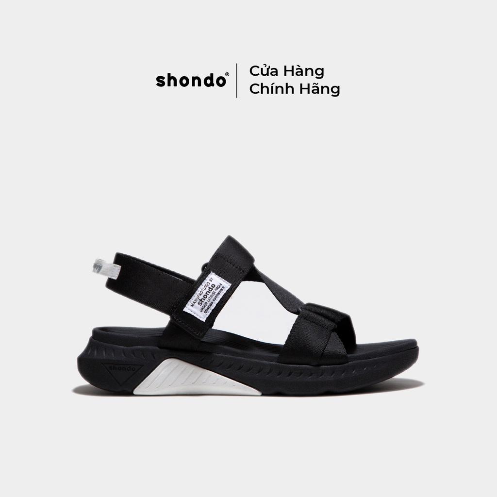 Sandals Shondo F7 Racing đế đen phối trắng quai đen F7R1010