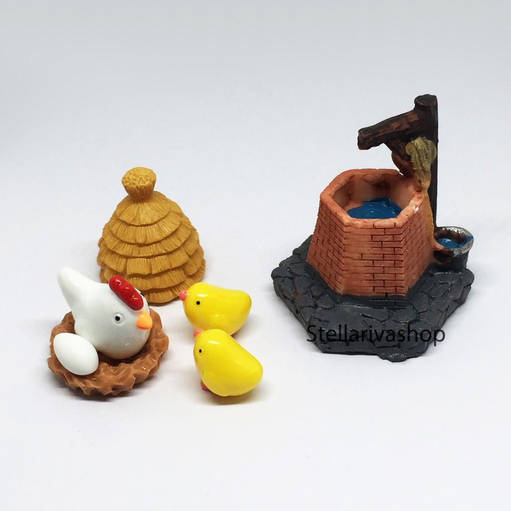 Tiểu Cảnh - Giếng nước, bếp lò làm tiểu cảnh nông thôn/ mô hình trang trí quà tặng trang trí