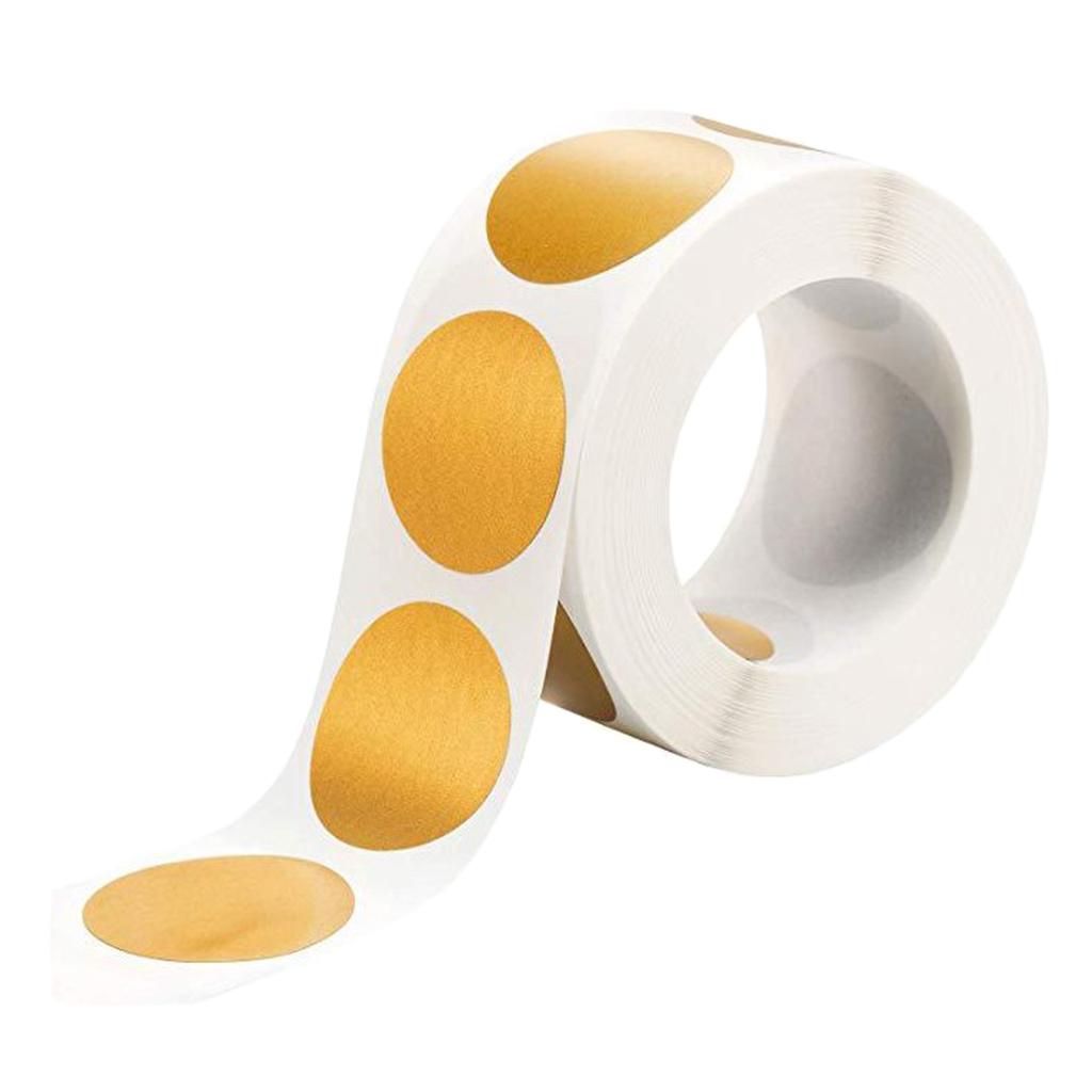 Bộ 300 Giấy Kraft Vàng Scratchable Nhãn Dính Hải Cẩu Miếng Dán Tròn