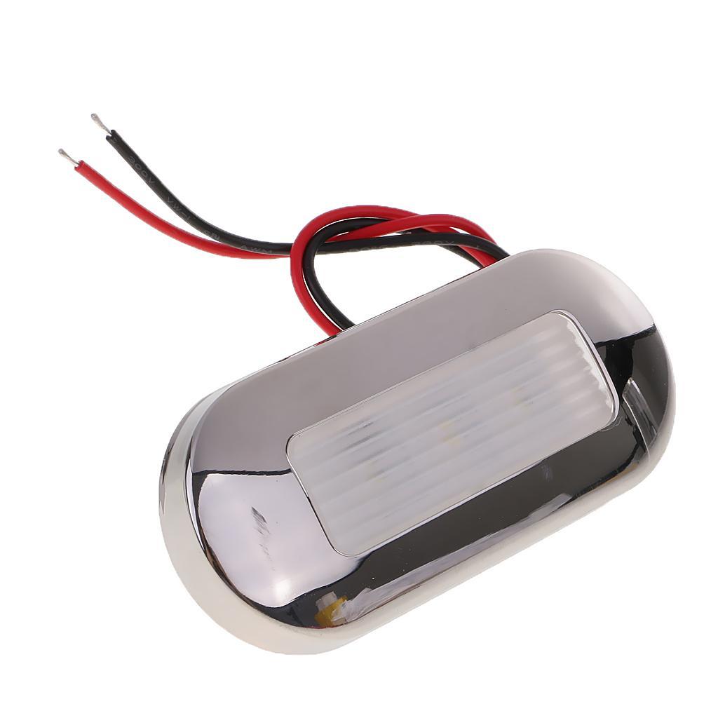 2pcs 12V Marine 3 LED Oblong Oval Surface Mount Courtesy Accent Light White