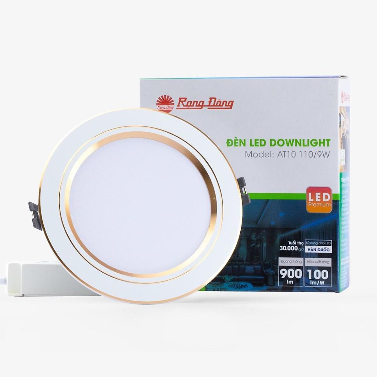 Đèn LED Rạng Đông Âm trần Downlight Viền vàng 110/9W Model: AT10 110/9W