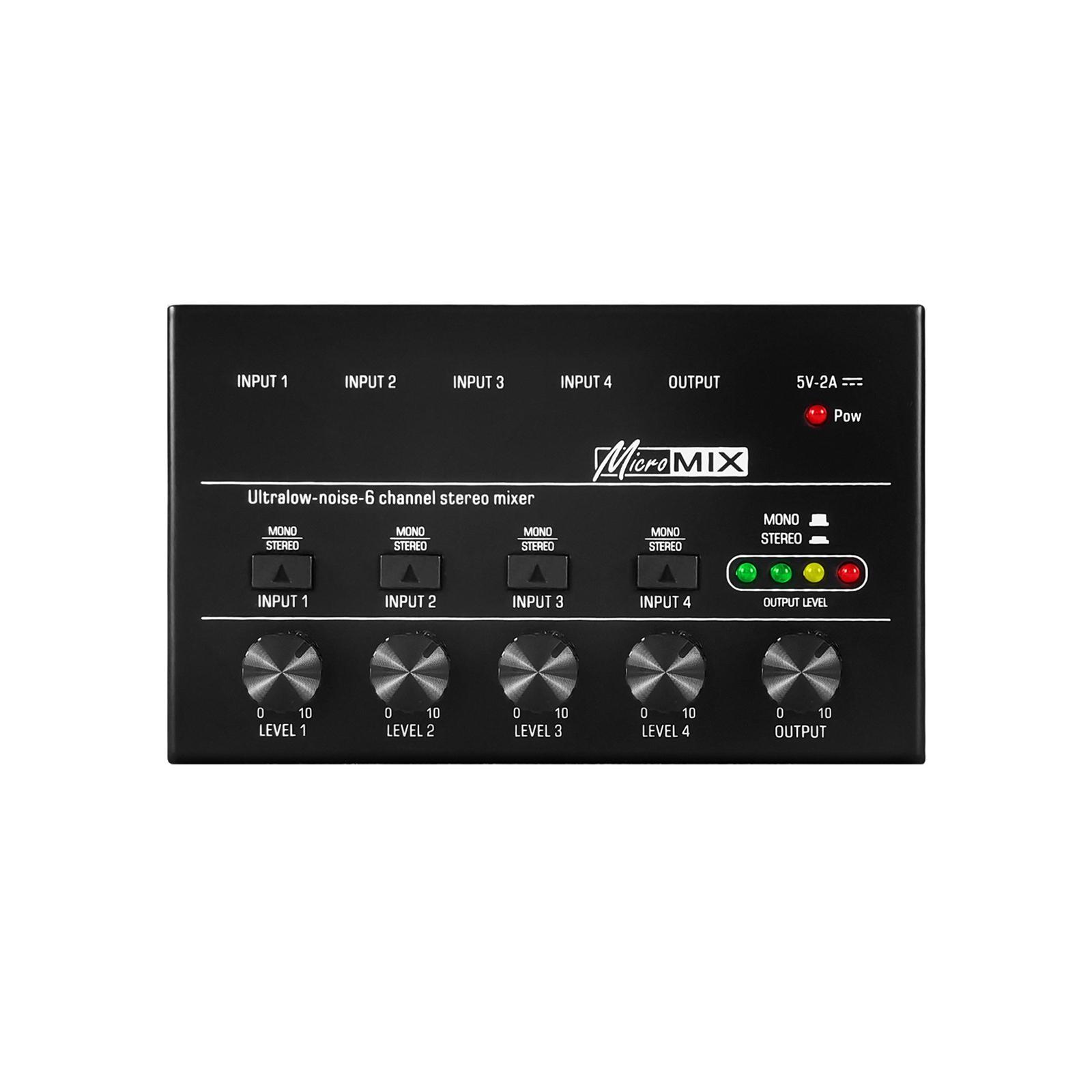 4 Channel Audio Mixer Music Recording Equipment Mini 6.3mm Equalizer Mixing Console Stereo Mixer for Club Computer Live and Studio Player